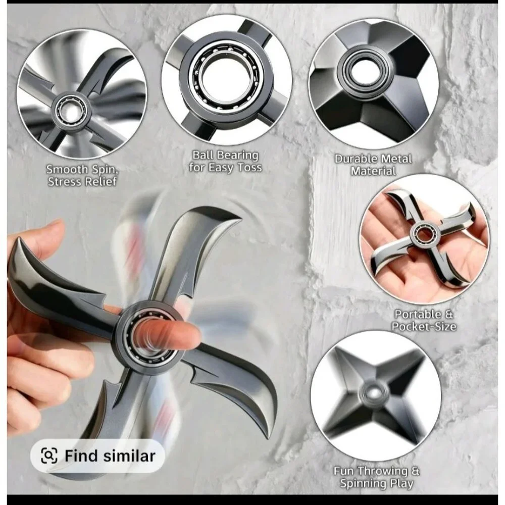 2 Pack Rotating Metal Fidget Spinners for Stress Relief Anxiety Focus 5